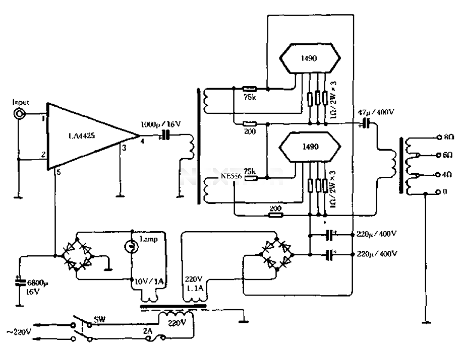 100W  100W power amplifier circuit