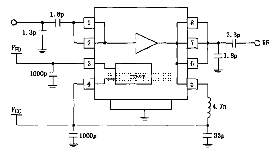 2450MHz end-stage linear power amplifier configuration of the circuit diagram RF2126 circuit
