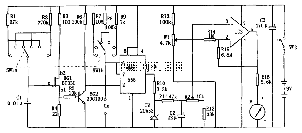 555 the DC capacitor tester – Circuit Schematic