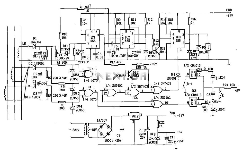 555 electrical equipment overload and a phase circuit protection device circuit