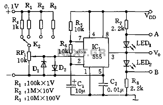555 meter circuit diagram of a DC voltage – Circuit Schematic