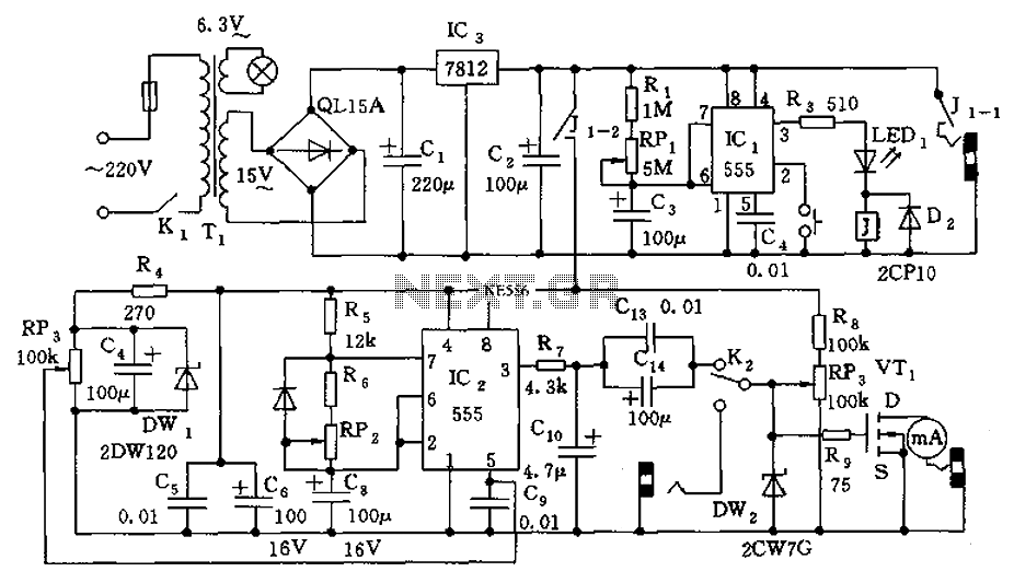 555 meter circuit diagram of the analog information Qigong – Circuit Schematic