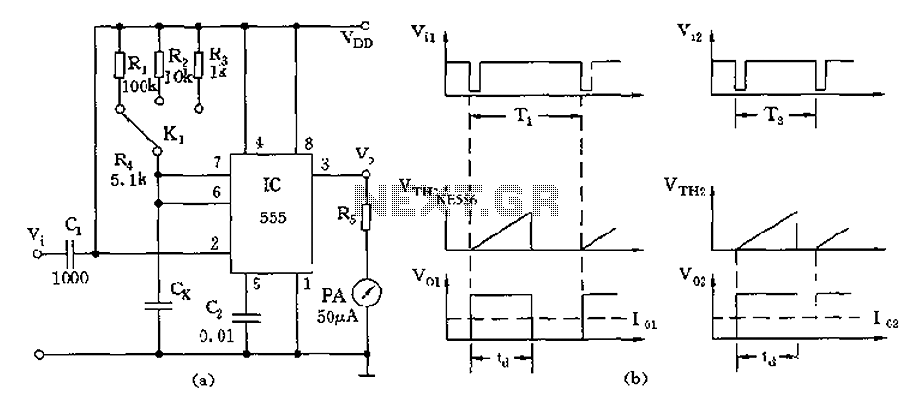 555 monostable circuit is used as a table or capacitance resistance meter schematic – Circuit Schematic