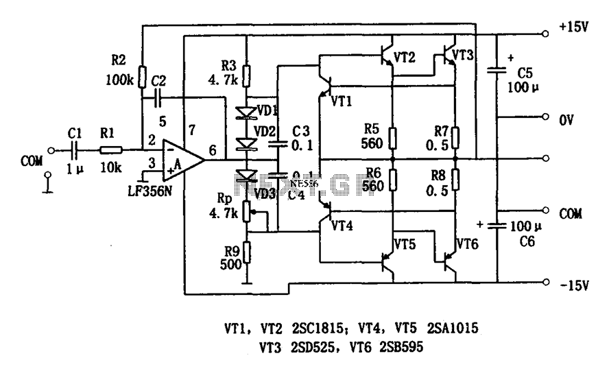 7W Audio Power Amplifier LF356 circuit
