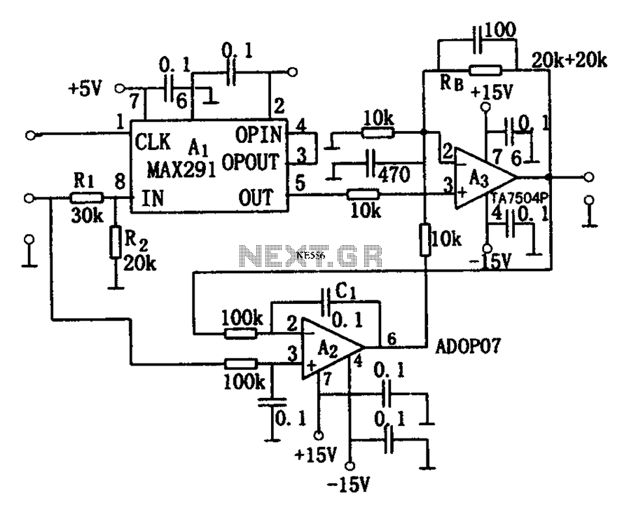 8 low-pass filter MAX291 TA7504P schematic – Circuit Schematic
