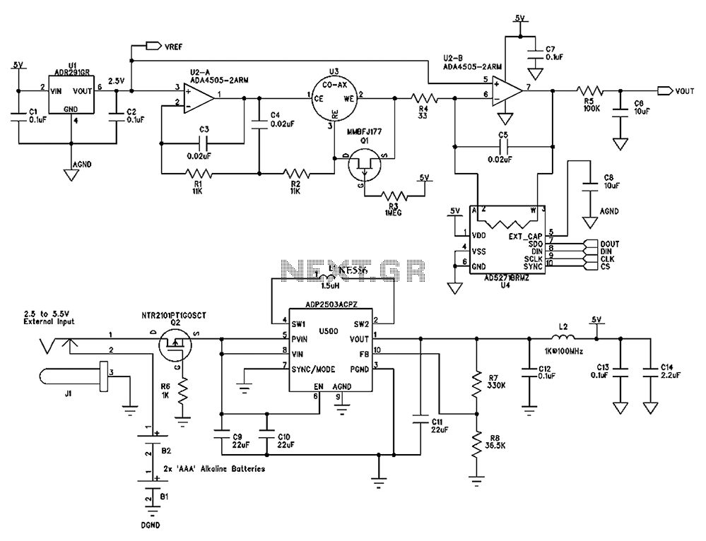 A circuit diagram of a portable gas detector – Circuit Schematic