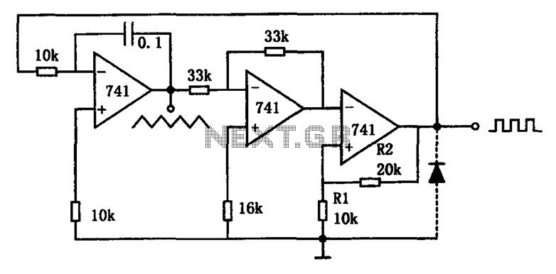 A variety of low-frequency waveform generator 741 circuit – Circuit Schematic