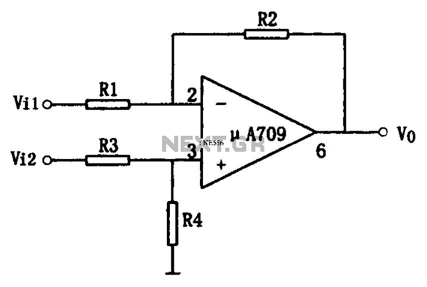 A709 a simple differential amplifier circuit diagram circuit