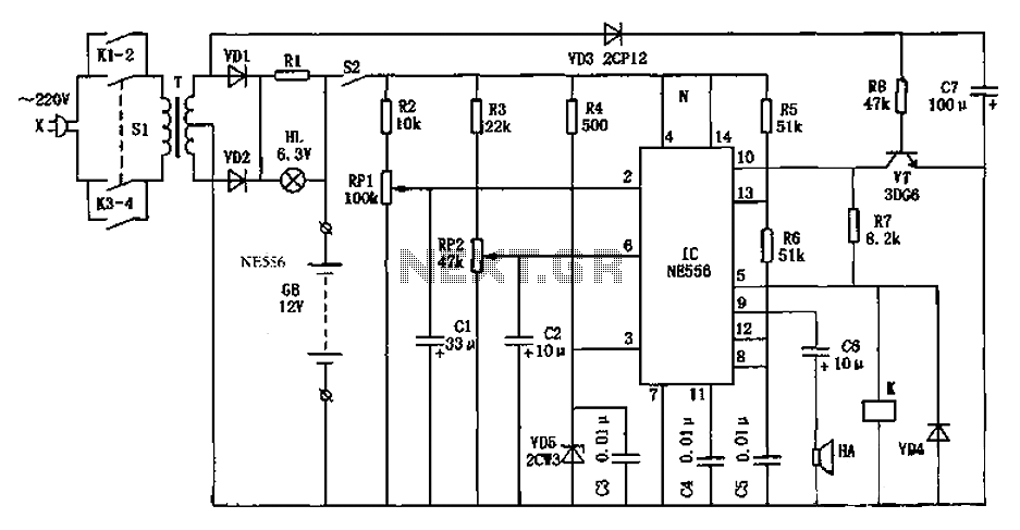 Automatic generator start battery monitor circuit diagram circuit