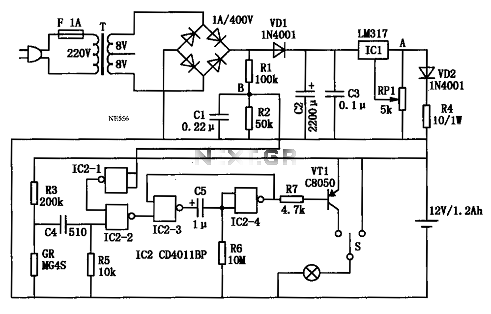 Automatic multipurpose emergency lights circuit diagram circuit
