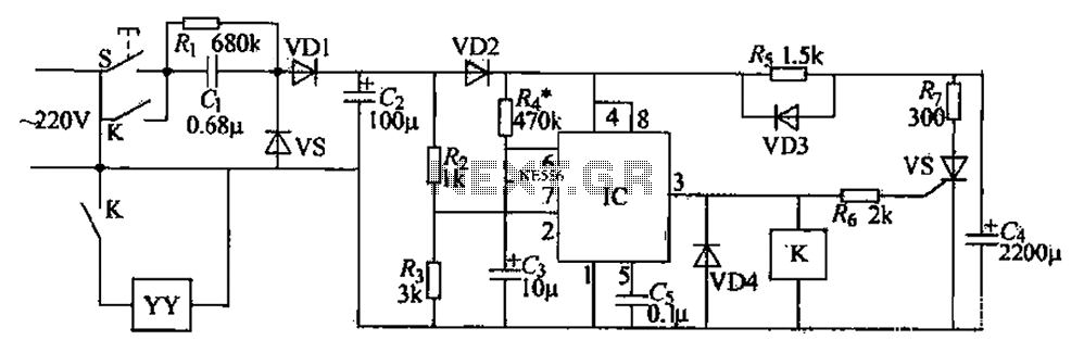 Automatic toilet flushing circuit