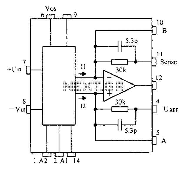 Based CNC programming gain instrumentation amplifier PGA202 203 schematic circuit
