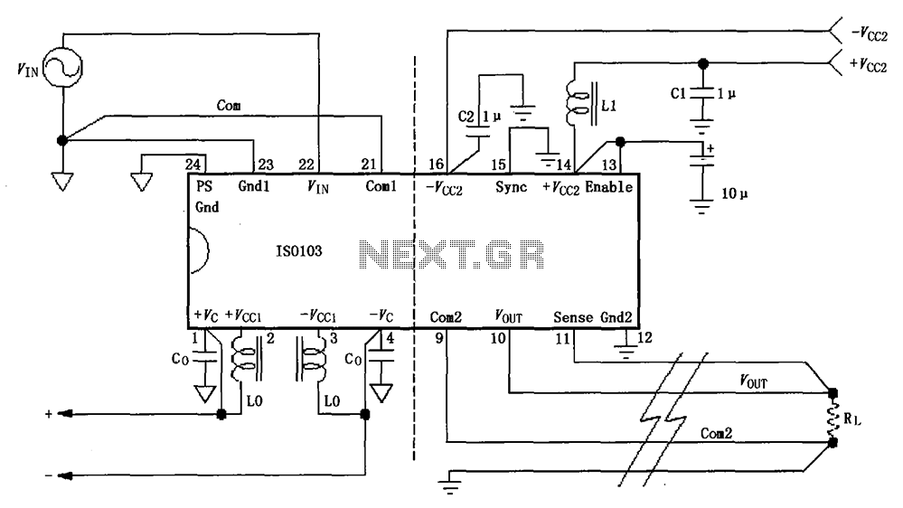 Basic circuit diagram connection of signal and power ISO103 – Circuit Schematic