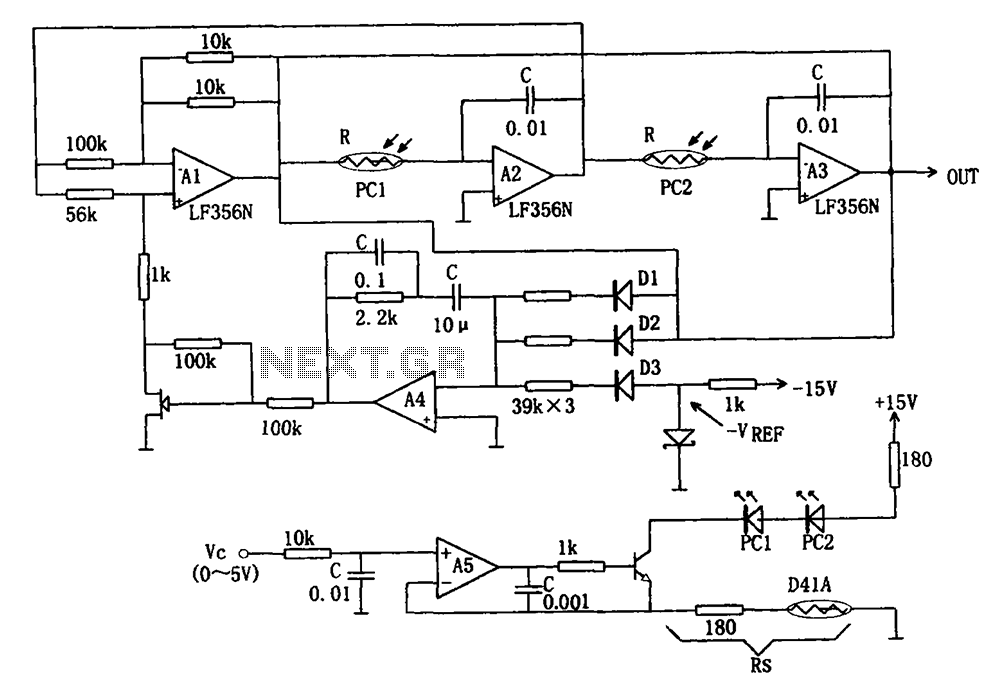 Broadband sine wave voltage controlled oscillator circuit diagram LF356N – Circuit Schematic