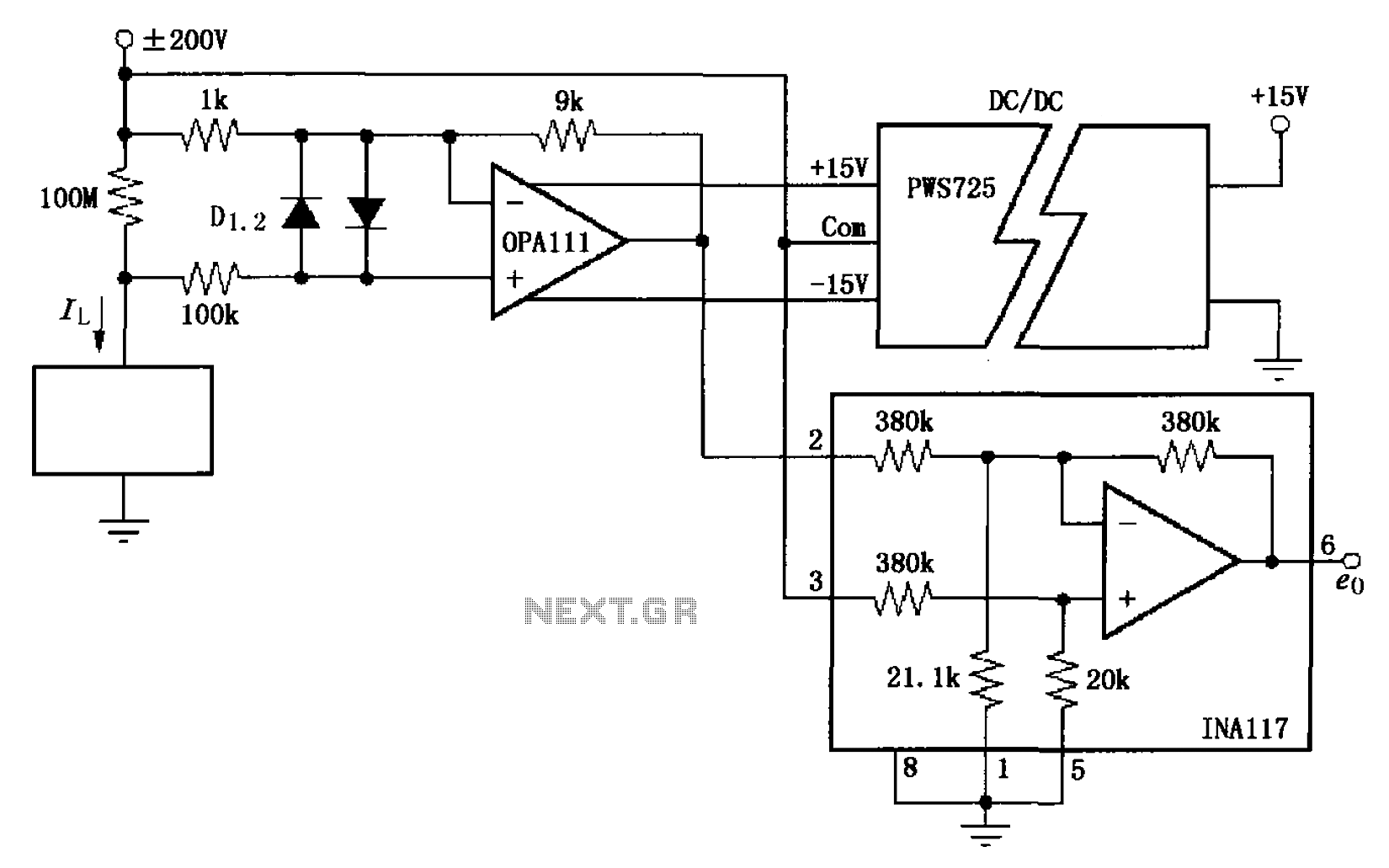 Buffer leakage current measurement circuit diagram OPA111 INA117 – Circuit Schematic