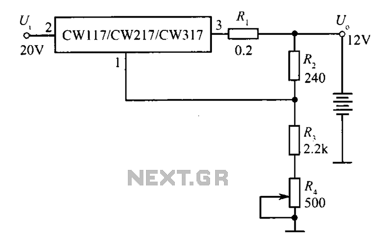 CW117 CW217 CW317 12V constant-voltage charger – Circuit Schematic