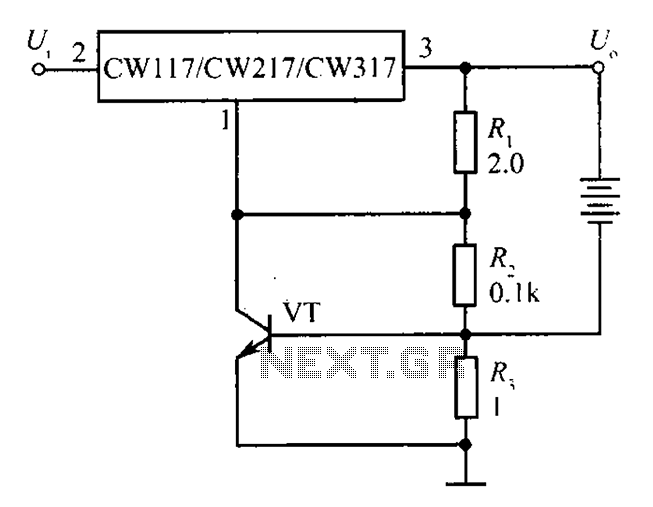 CW117 CW217 CW317 charger has a current-limiting protection configuration – Circuit Schematic