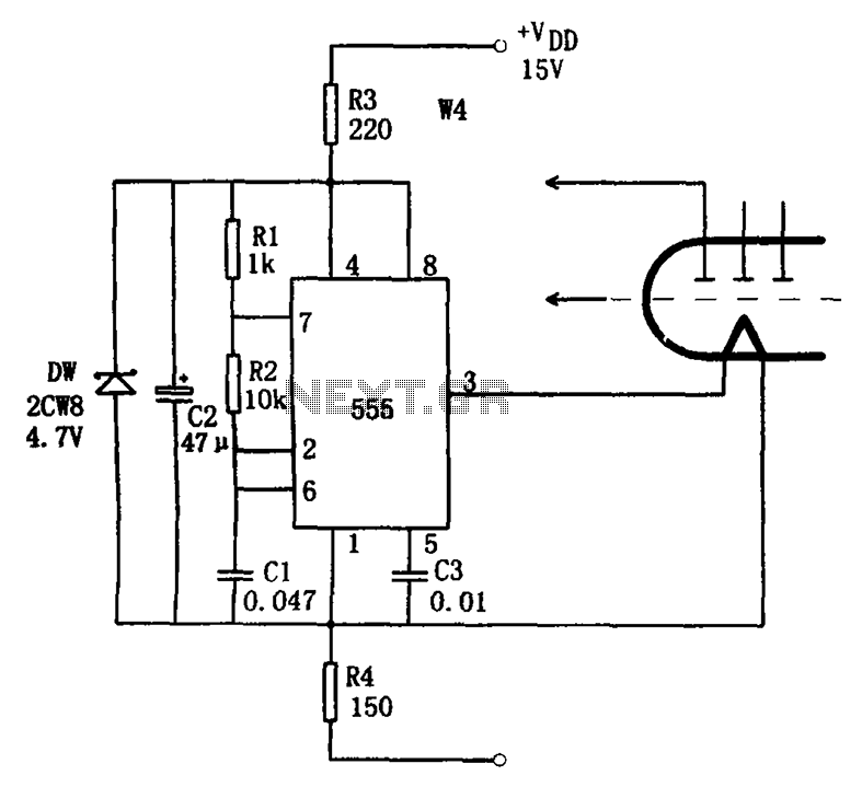Cheap fluorescent display circuit 555 – Circuit Schematic
