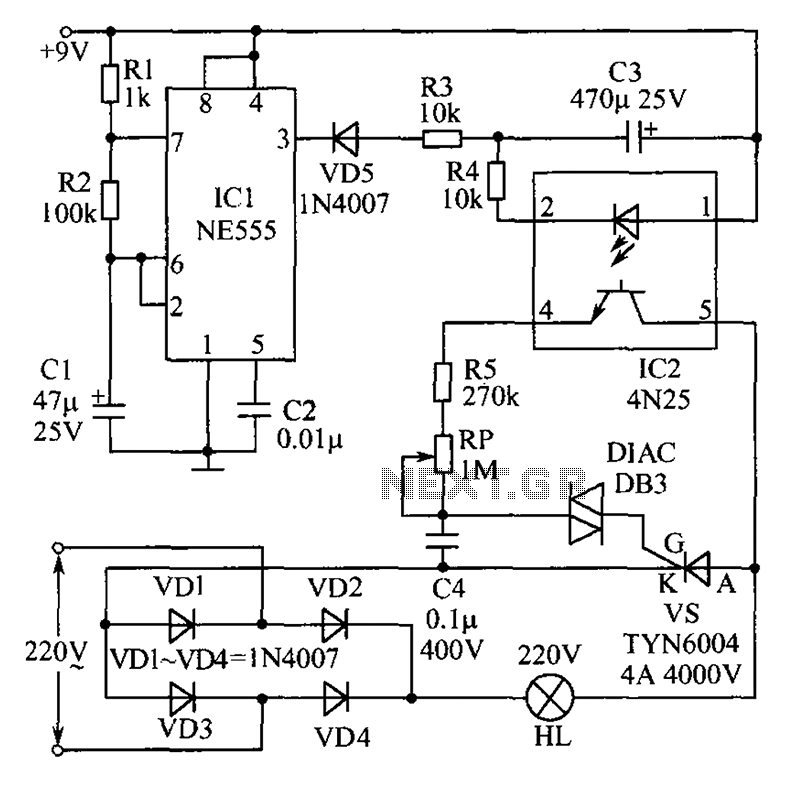 Christmas lights consisting of a circuit diagram of optocoupler circuit