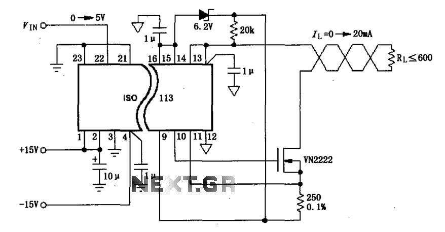 Constituted by the ISO113 0  20mA current loop isolation drive circuit diagram circuit