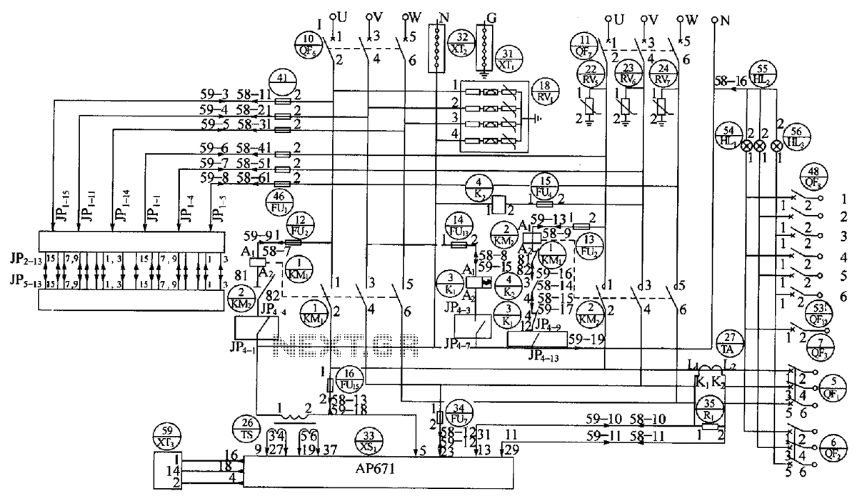 DUM23-48 300II AC power distribution unit electrical schematic diagram – Circuit Schematic