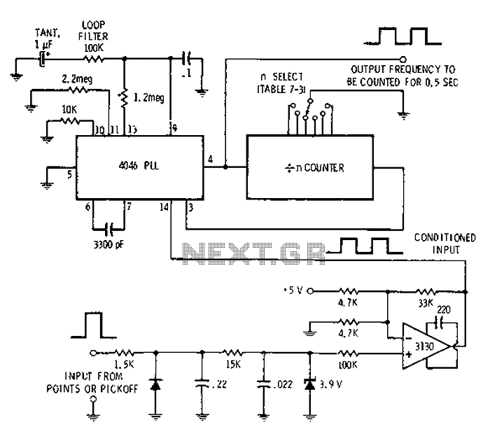 Digital tachometer schematic circuit
