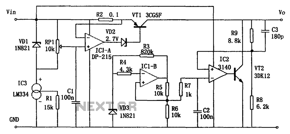 High-performance power supply LM334 circuit