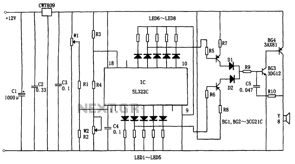 Hydraulic oil Automotive LED Alarm SL322C schematic circuit