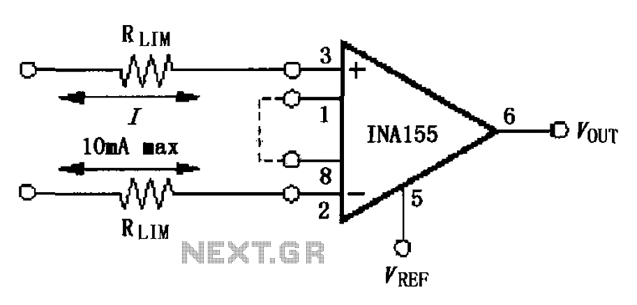 INA155 156 input current protection circuit diagram – Circuit Schematic