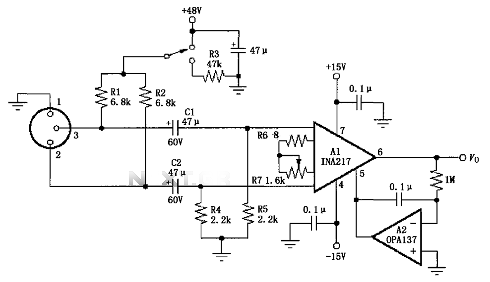 INA217 professional miniature microphone microphone circuit diagram of a typical preamp – Circuit Schematic