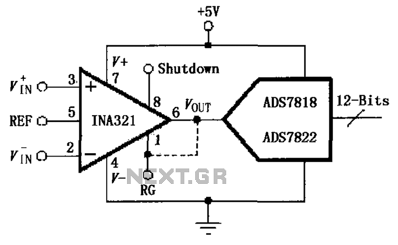INA321 322 a direct drive capacitive input of the A D converter Figure – Circuit Schematic