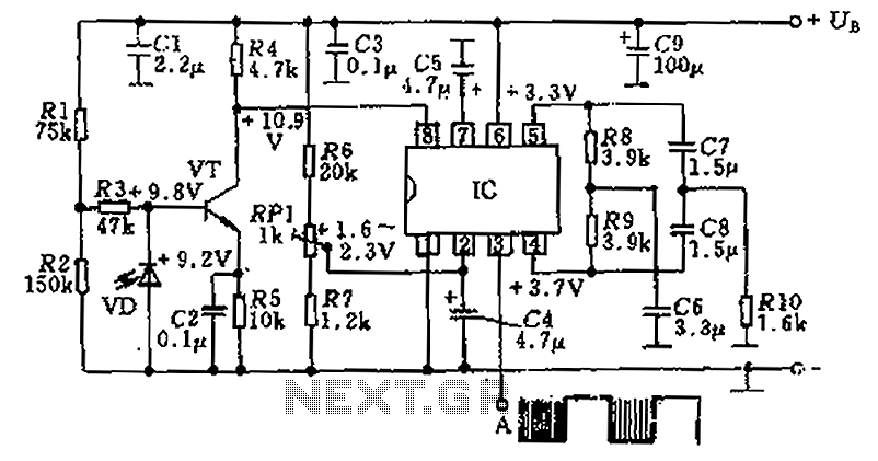 Infrared receiver circuit diagram with a pre-integrated amplifiers – Circuit Schematic