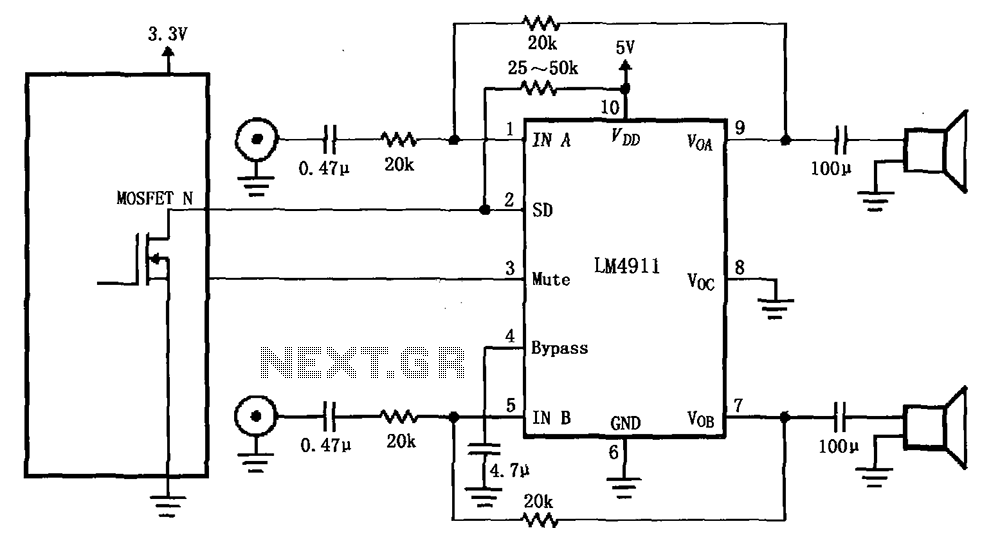LM4911 different power circuit conduction time recommended – Circuit Schematic