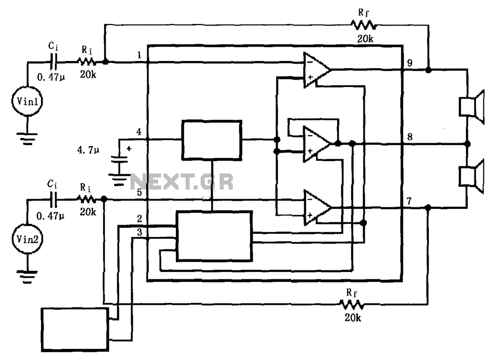 LM4911 without an output capacitor OCL power circuit – Circuit Schematic