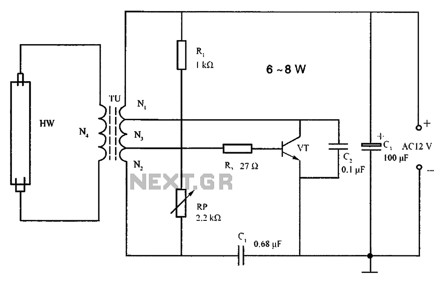 Lighting inverter circuit principle 6  8W fluorescent circuit