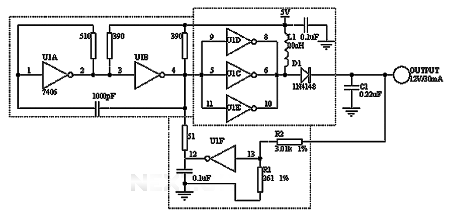 Made with hex inverter DC DC converter