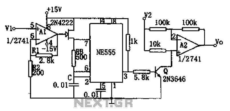 NE555 circuit diagram of a divider circuit