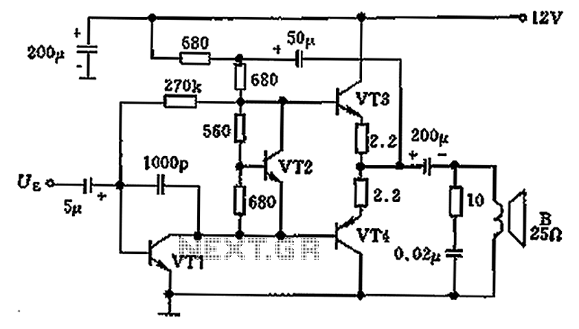 Overload protection circuit diagram of 25 ohm speaker – Circuit Schematic