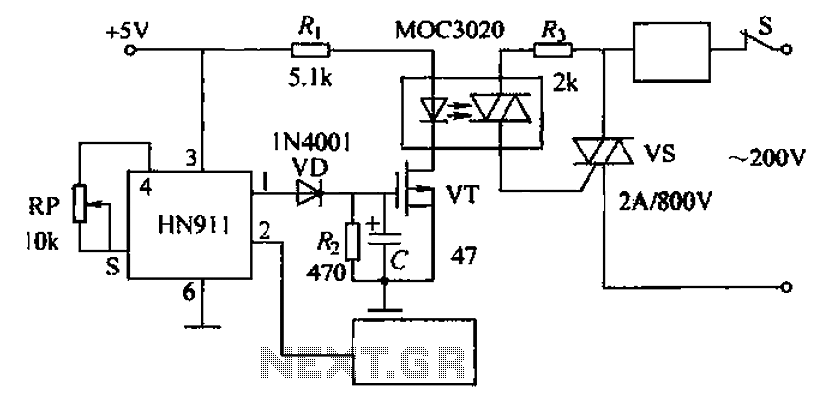 Pyroelectric automatic door control circuit – Circuit Schematic