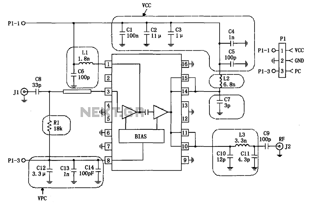 RF2132 linear power amplifier circuit diagram – Circuit Schematic