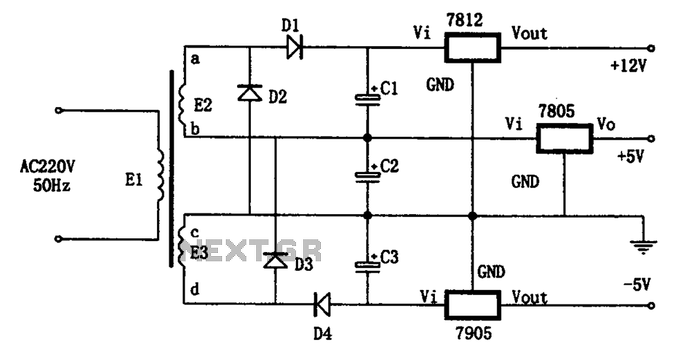 Special power circuits 7905 7805 7812 circuit