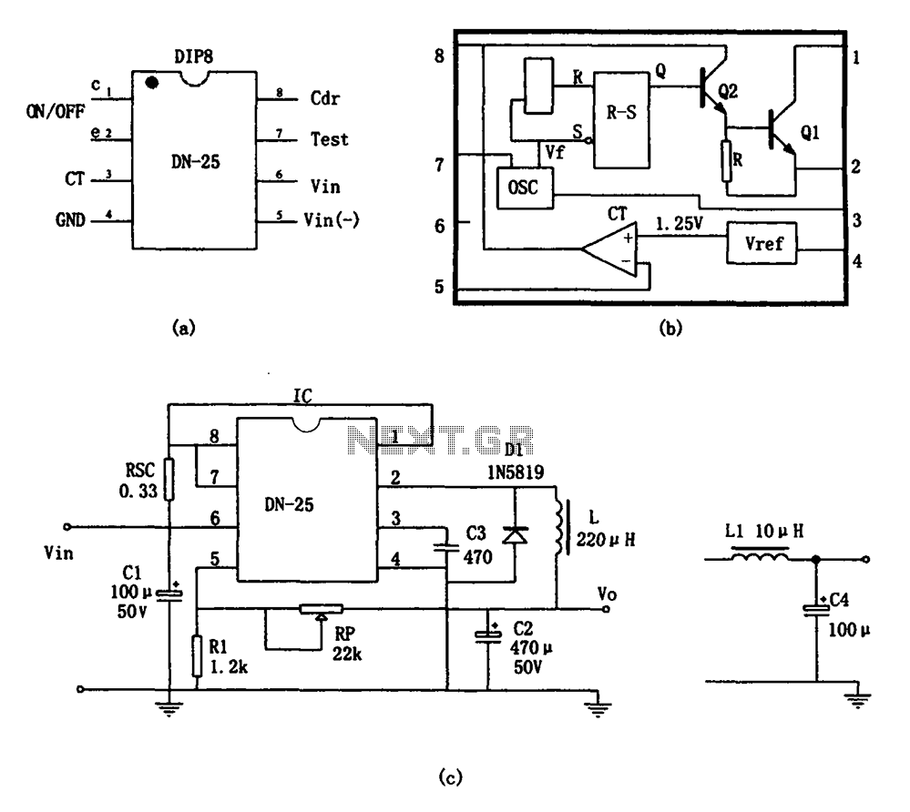 Switching power supply monolithic switching regulator DN-25 configuration circuit
