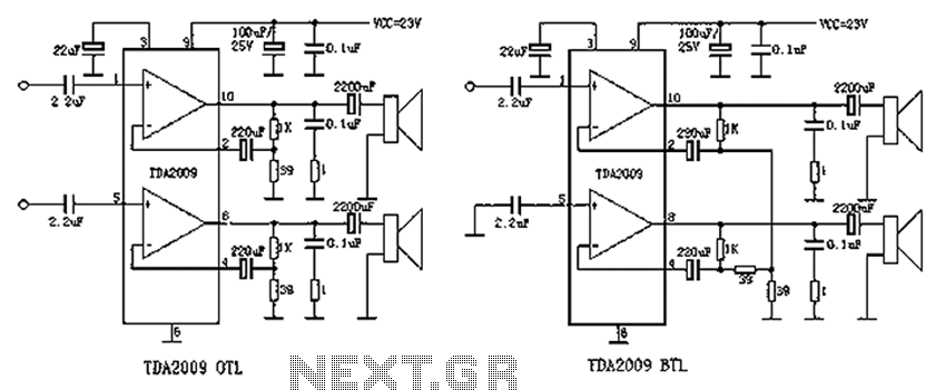 TV audio circuit TDA2009 – Circuit Schematic