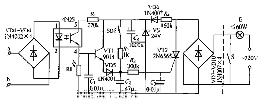 Telephone control automatic lamp circuit 1 – Circuit Schematic