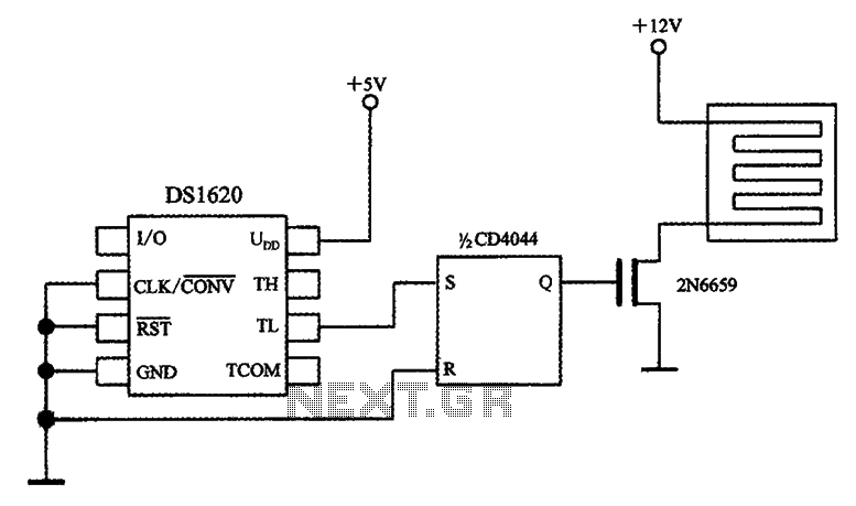 Temperature control circuit diagram with three-wire serial interface smart temperature sensors DS1620 – Circuit Schematic
