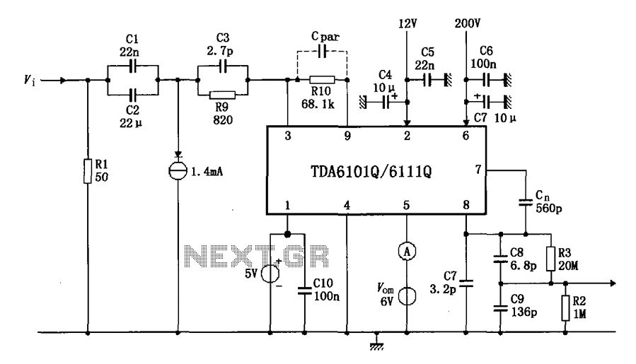 Test circuit diagram with feedback factor of 1 83 DA6101Q 6111Q – Circuit Schematic