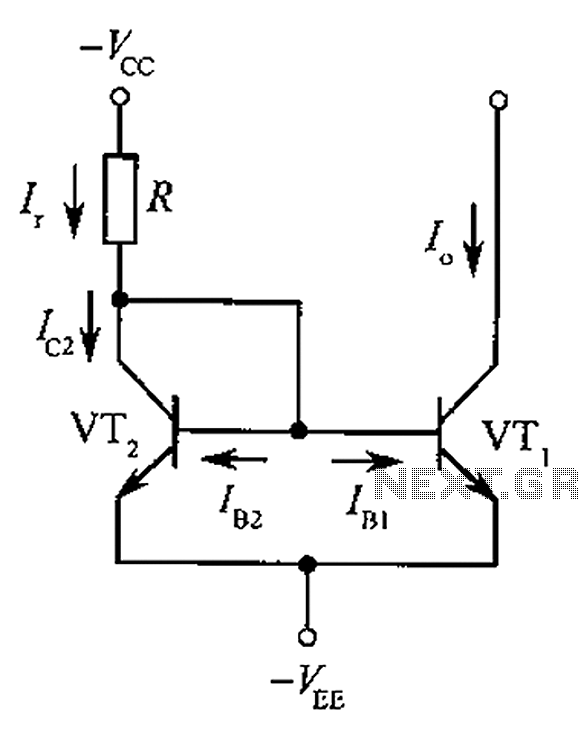 The basic circuit diagram of a constant current source mirror circuit