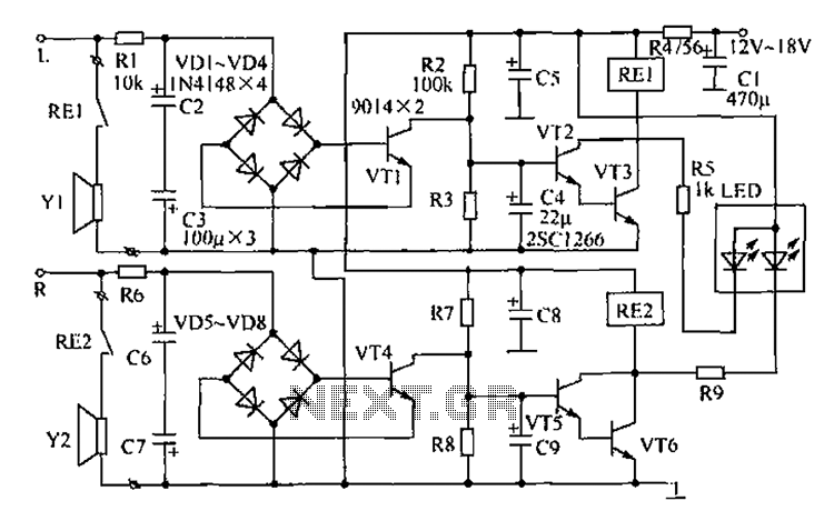 Two-channel speaker protection schematic – Circuit Schematic