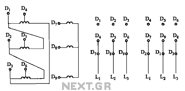 Two-speed motor stator winding - connection – Circuit Schematic