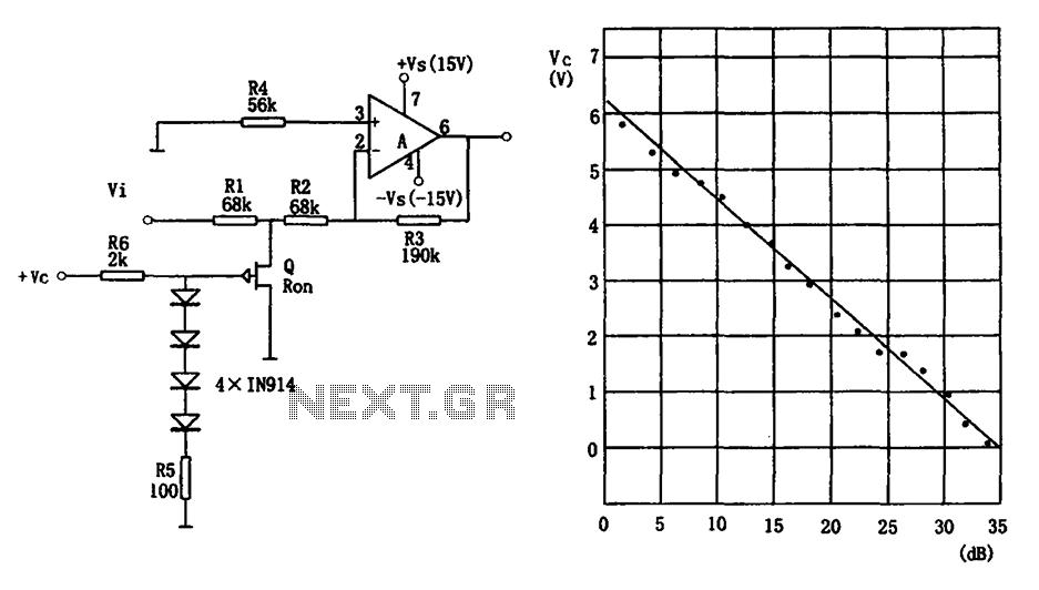 Voltage controlled gain amplifier LM307 circuit